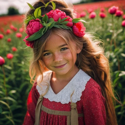 beautiful girl with flowers,girl in flowers,girl picking flowers,flower girl,little girl in pink dress,flower hat,girl in a wreath,little flower,flower crown,picking flowers,little girl dresses,little girl in wind,girl wearing hat,holding flowers,red flowers,red ranunculus,a girl's smile,girl in the garden,little princess,sint rosa festival,Photography,Documentary Photography,Documentary Photography 11