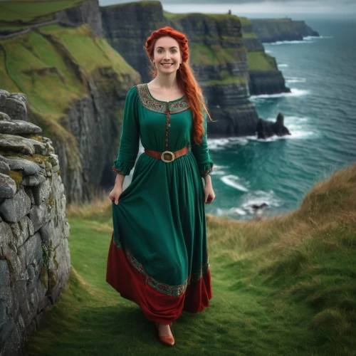 celtic woman,celtic queen,ireland,irish,cliffs of moher,cliff of moher,moher,carrick-a-rede,celtic harp,cliffs of moher munster,red tunic,orla,ireland berries,green dress,fae,isle of may,orkney island,bodhrán,northern ireland,irish holiday,Photography,General,Fantasy