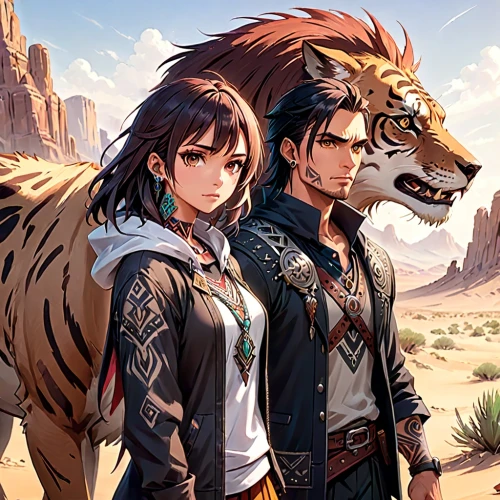 desert background,wolf couple,kurai steppe,two lion,game illustration,two wolves,lions couple,howl,steppe eagle,big cats,royal tiger,cg artwork,wolves,capture desert,tigers,guards of the canyon,lion children,steppe,masai lion,background image,Anime,Anime,General