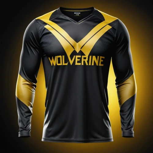 wolverine,sports jersey,long-sleeve,sports uniform,bicycle jersey,ordered,rugby league,long-sleeved t-shirt,active shirt,cycle polo,apparel,rugby short,rugby league sevens,uniforms,maillot,wolves,wolwedans,gold foil 2020,mock up,mountaineers,Photography,General,Realistic
