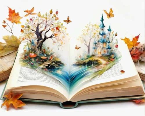 autumn background,magic book,book pages,children's fairy tale,turn the page,bookmark with flowers,autumn colouring,autumn leaf paper,autumn theme,book gift,fairy tales,autumnal leaves,bookmark,color book,autumn landscape,fall picture frame,fairytales,leafed through,writing-book,book antique,Illustration,Paper based,Paper Based 11