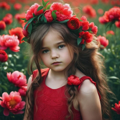 beautiful girl with flowers,girl in flowers,flower girl,girl in a wreath,flower hat,red flowers,girl picking flowers,little girl fairy,red petals,red flower,little girl in pink dress,flower fairy,flower crown,red roses,little flower,innocence,splendor of flowers,flower background,blooming wreath,beautiful flower,Photography,Documentary Photography,Documentary Photography 08