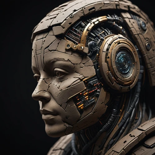 biomechanical,cyborg,cybernetics,mechanical,droid,humanoid,cinema 4d,scifi,echo,head woman,sculpt,ai,robotic,mech,scrap sculpture,cyberpunk,artificial intelligence,sci fi,b3d,3d model,Photography,General,Sci-Fi