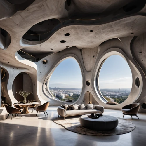 futuristic architecture,roof domes,penthouse apartment,futuristic art museum,ufo interior,sky space concept,jewelry（architecture）,sky apartment,futuristic landscape,concrete ceiling,hotel w barcelona,roof landscape,breakfast room,roof terrace,modern office,honeycomb structure,modern decor,musical dome,cubic house,archidaily,Photography,General,Natural