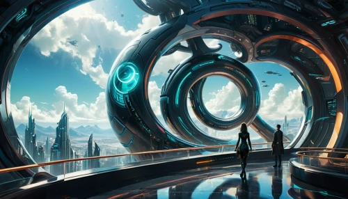 futuristic landscape,stargate,time spiral,sci fiction illustration,scifi,portals,futuristic architecture,wormhole,futuristic art museum,sci fi,sci-fi,sci - fi,euclid,vortex,portal,electric arc,torus,sky space concept,nautilus,futuristic,Conceptual Art,Sci-Fi,Sci-Fi 24