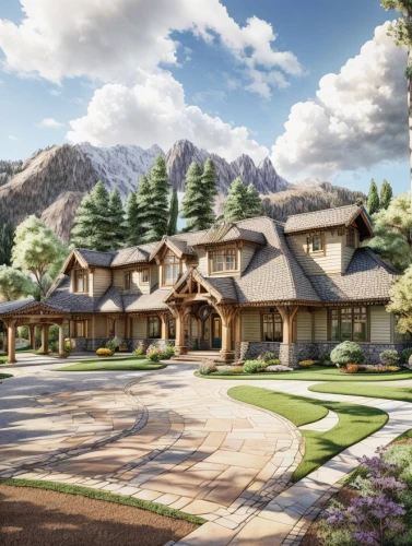 indian canyons golf resort,indian canyon golf resort,golf resort,3d rendering,house in the mountains,feng shui golf course,alpine village,luxury property,chalet,knight village,house in mountains,luxury home,asian architecture,build by mirza golam pir,mountain settlement,country estate,mountain village,new housing development,holiday villa,golf hotel