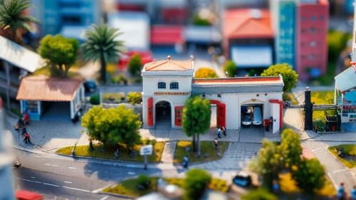 tilt shift,miniature house,christmas town,small towns,seaside resort,townscape,depth of field,tiny world,resort town,shopping street,gas-station,minimarket,store fronts,miniature,suburbs,gas station,shopping center,city corner,model house,toy store,Unique,3D,Panoramic