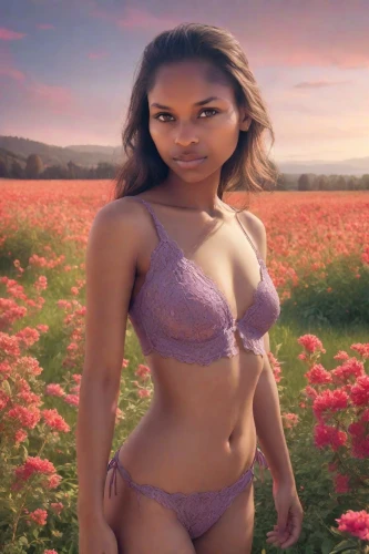 jasmine bush,floral,pollen panties,digital compositing,girl in flowers,verbena,desert flower,catchfly,desert rose,phlox,hula,african american woman,springtime background,petal,bella rosa,flowerful desert,blossomed,flower background,lilac arbor,mauve,Photography,Realistic