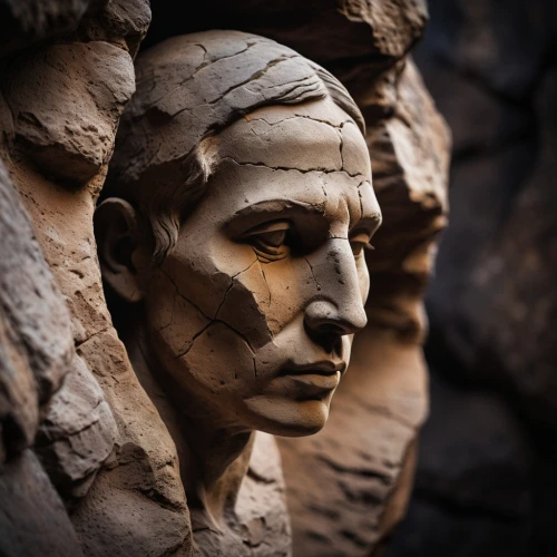 stone carving,woman sculpture,stone sculpture,sculpt,sculptor,wood carving,ramses ii,woman's face,carved,stone statues,ancient people,sand sculptures,sculptor ed elliott,carvings,decorative figure,wooden mask,sculptures,rock face,clay figures,stone figures,Photography,General,Cinematic