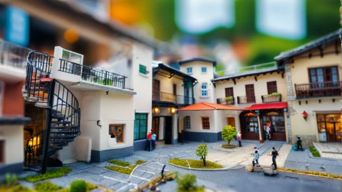 tilt shift,miniature house,escher village,alpine village,townscape,shopping street,3d rendering,3d render,medieval town,medieval street,3d rendered,wooden houses,street scene,render,ascona,venice square,marketplace,mountain village,townhouses,old town,Unique,3D,Panoramic