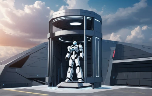 metallic door,sky space concept,futuristic art museum,solar cell base,security concept,droid,futuristic architecture,portable toilet,stargate,automated teller machine,steel door,the observation deck,iron door,gun turret,observation tower,tardis,digital compositing,door-container,space port,observatory,Conceptual Art,Sci-Fi,Sci-Fi 10