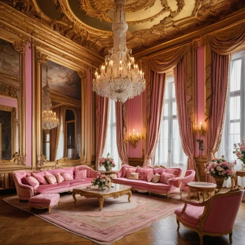 ornate room,napoleon iii style,royal interior,versailles,great room,rococo,villa cortine palace,luxurious,chateau margaux,interior decor,chateau,pink leather,europe palace,luxury,sitting room,chambord,palazzo,luxury property,breakfast room,luxury decay,Photography,General,Natural