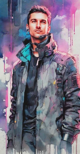 cyberpunk,star-lord peter jason quill,portrait background,digiart,art background,android inspired,ghost background,owl background,shepard,digital art,shia,rainbow background,transparent background,colorful background,background screen,game art,cg artwork,smoke background,world digital painting,chainlink,Digital Art,Watercolor