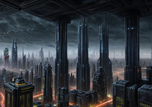 futuristic landscape,metropolis,black city,futuristic architecture,destroyed city,dystopian,city cities,sci fi,sky city,sci fiction illustration,cityscape,high-rises,sci-fi,sci - fi,city skyline,tall buildings,fantasy city,high rises,skyscapers,the skyscraper