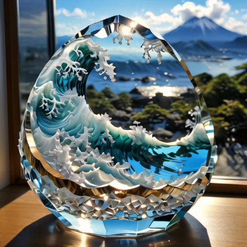 glass sphere,japanese waves,glass painting,glass ornament,glass vase,japanese wave paper,japanese wave,glass ball,hand glass,waterglobe,glass decorations,snow globes,lensball,crystal glass,glass series,colorful glass,sea water splash,crystal ball-photography,japanese art,junshan yinzhen