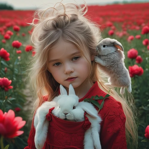 tenderness,bunny on flower,innocence,beautiful girl with flowers,girl in flowers,girl picking flowers,holding flowers,picking flowers,little girl in pink dress,little bunny,flower animal,flower girl,little girl in wind,little boy and girl,children's background,rabbits and hares,a heart for animals,little rabbit,girl and boy outdoor,vintage children,Photography,Documentary Photography,Documentary Photography 08