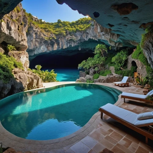 cave on the water,infinity swimming pool,the blue caves,blue caves,blue cave,outdoor pool,sea cave,zakynthos,cenote,south france,cliffs ocean,secluded,volcano pool,cave,tropical island,dug-out pool,swimming pool,limestone arch,pool house,algarve,Photography,General,Realistic