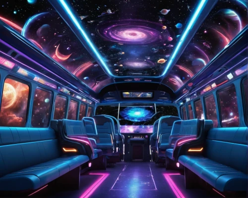 ufo interior,the bus space,spaceship space,stretch limousine,galaxy express,spaceship,sky space concept,limousine,space voyage,space,space ship,the system bus,tour bus,outer space,bus,nightclub,camping bus,shuttle bus,spaceships,space ships,Conceptual Art,Sci-Fi,Sci-Fi 30