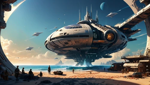 airships,carrack,sci fiction illustration,dreadnought,futuristic landscape,cg artwork,ship releases,fleet and transportation,airship,dock landing ship,sci fi,space ships,ship travel,sci-fi,sci - fi,victory ship,star ship,scifi,landing ship  tank,ship traffic jam,Conceptual Art,Sci-Fi,Sci-Fi 24