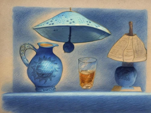 blue lamp,tea still life with melon,watercolor tea,watercolor tea shop,oil lamp,islamic lamps,watercolor tea set,carafe,still-life,glasswares,still life,blue and white porcelain,lampshades,shashed glass,kerosene lamp,glassware,lamps,glass painting,lampshade,summer still-life,Art sketch,Art sketch,Traditional