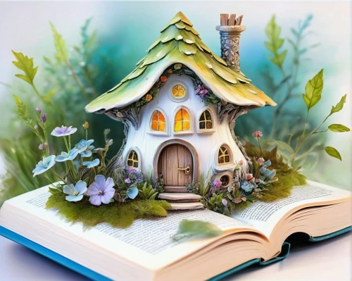 fairy house,children's fairy tale,miniature house,fairy door,magic book,book gift,fairy tales,fairy village,children's background,fairy tale,houses clipart,children's playhouse,a fairy tale,fairy tale character,little house,fairytales,book antique,library book,book illustration,dolls houses,Illustration,Paper based,Paper Based 11
