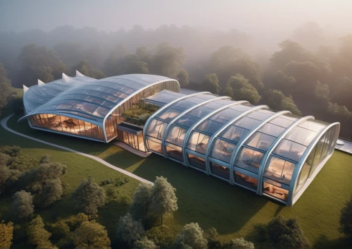 hahnenfu greenhouse,greenhouse cover,greenhouse effect,greenhouse,futuristic architecture,eco-construction,palm house,conservatory,eco hotel,the palm house,frame house,futuristic art museum,glass building,leek greenhouse,solar cell base,roof domes,archidaily,mirror house,modern architecture,luxury property,Photography,General,Cinematic