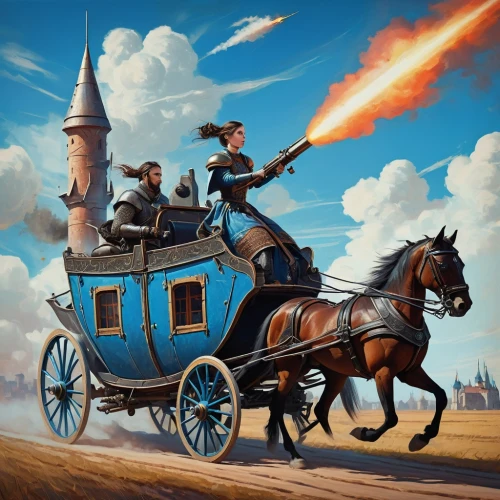 stagecoach,game illustration,steam car,shuttlecocks,artillery,horse-drawn vehicle,sci fiction illustration,oxcart,rocket-powered aircraft,rocket launch,steam icon,self-propelled artillery,zeppelins,horse-drawn,velocipede,fahlschwanzkolibri,new vehicle,bullet ride,airship,bremen town musicians,Illustration,Abstract Fantasy,Abstract Fantasy 07