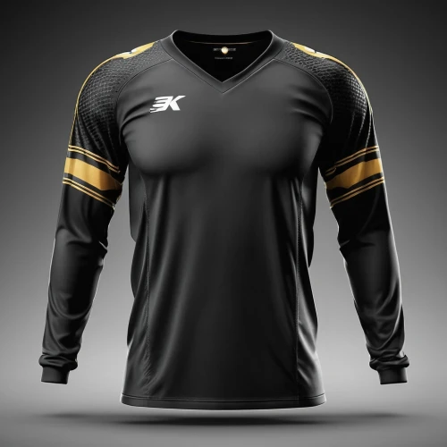 sports jersey,gold foil 2020,long-sleeve,black and gold,maillot,sports uniform,bicycle jersey,long-sleeved t-shirt,goalkeeper,athletic,black yellow,soccer goalie glove,sports gear,puma,football gear,ordered,active shirt,a uniform,gradient mesh,uniforms,Photography,General,Realistic