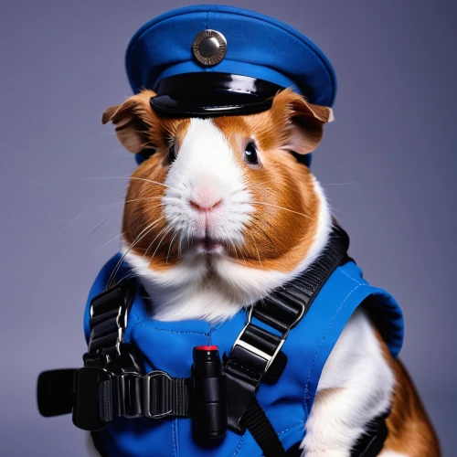 guinea pig,policeman,police officer,officer,guineapig,police dog,police uniforms,a police dog,police force,inspector,guinea pigs,criminal police,security guard,traffic cop,water police,police hat,police,policewoman,patrols,animals play dress-up,Photography,General,Realistic