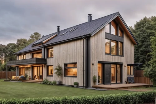 danish house,timber house,scandinavian style,smart home,eco-construction,wooden house,new england style house,modern house,modern architecture,smart house,half-timbered,house shape,folding roof,slate roof,luxury property,metal roof,beautiful home,large home,log home,house in the forest