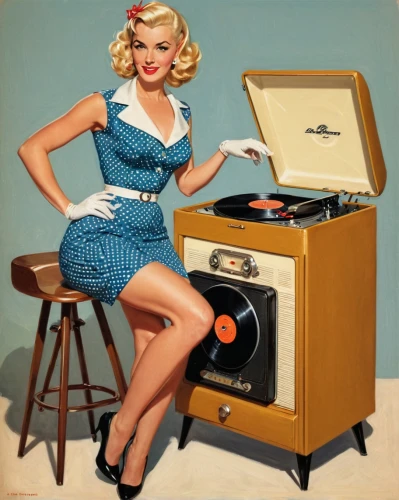 retro 1950's clip art,record player,retro pin up girl,retro women,fifties records,retro pin up girls,78rpm,pin-up,pin-up girl,pin ups,major appliance,vinyl records,thorens,pin-up model,pinup girl,pin up,retro woman,the phonograph,gramophone,pin up girl,Illustration,Retro,Retro 10