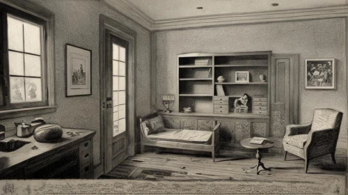 sitting room,danish room,consulting room,study room,the little girl's room,computer room,secretary desk,interiors,livingroom,therapy room,children's bedroom,vintage drawing,bedroom,empty interior,doctor's room,cabinetry,home interior,reading room,children's room,apartment,Art sketch,Art sketch,Traditional