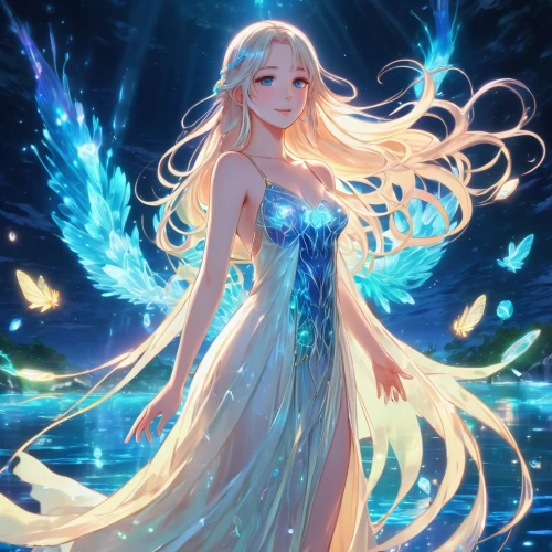 elsa,ice queen,the snow queen,aurora,white rose snow queen,opal,star mother,luminous,fantasia,winterblueher,fairy queen,fairy galaxy,aurora butterfly,queen of the night,ice princess,fantasy portrait,eternal snow,show off aurora,elven,magical,Illustration,Japanese style,Japanese Style 03