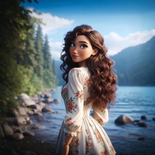 princess anna,rapunzel,elsa,tiana,princess sofia,moana,merida,a girl in a dress,the snow queen,disney character,fairy tale character,girl in a long dress,agnes,the spirit of the mountains,a princess,cinderella,mulan,fairy queen,beautiful girl with flowers,jasmine