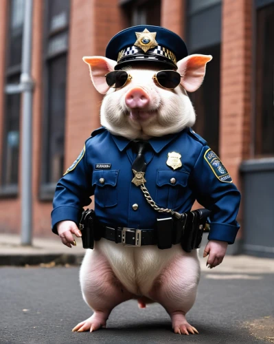 mini pig,pig,policeman,nypd,officer,police officer,sheriff,body camera,suckling pig,kawaii pig,police body camera,criminal police,cop,police hat,hpd,cops,rat na,pot-bellied pig,law enforcement,traffic cop