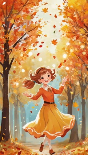 autumn background,autumn theme,falling on leaves,autumn walk,throwing leaves,autumn day,autumn idyll,autumn icon,autumn,autumn season,the autumn,just autumn,fall,autumn scenery,little girl in wind,autumn leaves,autumn camper,in the fall,autumn mood,in the autumn,Illustration,Japanese style,Japanese Style 19