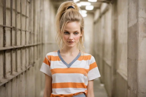 prisoner,artificial hair integrations,drug rehabilitation,blond girl,horizontal stripes,prison,girl in t-shirt,blonde woman,girl in a long,isolated t-shirt,portrait photography,bun mixed,women fashion,blonde girl,olallieberry,the girl at the station,girl in a historic way,management of hair loss,striped background,the girl in nightie