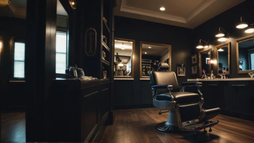 barber shop,barber chair,salon,barbershop,beauty room,barber,hairdressing,hairdressers,beauty salon,dressing table,the long-hair cutter,dark cabinetry,hairdresser,hair dresser,dark cabinets,management of hair loss,hairstylist,beautician,antique style,luxury bathroom