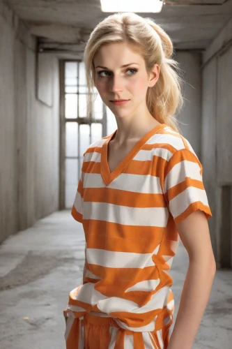 orange,burglary,liberty cotton,horizontal stripes,harley quinn,striped background,prisoner,blonde woman,poppy,orange color,blonde girl,harley,blond girl,cotton top,teen,polo shirt,clementine,bright orange,magnolieacease,cool blonde,Photography,Natural