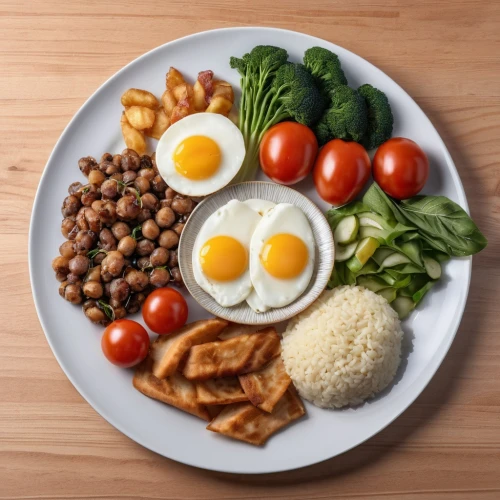 breakfast plate,danish breakfast plate,egg tray,egg sunny-side up,salad plate,egg dish,middle-eastern meal,rice with fried egg,dinner tray,vegan nutrition,hamburger plate,indonesian dish,meal  ready-to-eat,nasi goreng,huevos divorciados,egg sunny side up,health food,mediterranean diet,food styling,healthy food,Photography,General,Realistic