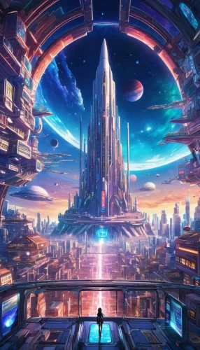 futuristic landscape,metropolis,fantasy city,valerian,sky city,cg artwork,utopian,futuristic,scifi,atlantis,fantasy world,skyscraper,sci fiction illustration,sky space concept,futuristic architecture,cityscape,sci-fi,sci - fi,skycraper,the skyscraper,Illustration,Japanese style,Japanese Style 03