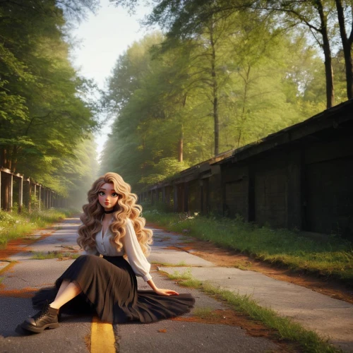 jessamine,the blonde photographer,vintage woman,conceptual photography,long road,roadside,winding road,blonde woman reading a newspaper,portrait photography,girl in a long dress,autumn photo session,southern belle,country road,countrygirl,road 66,art photography,road forgotten,blonde woman,forest road,heidi country