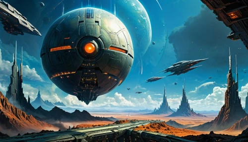 futuristic landscape,sci fiction illustration,sci fi,scifi,alien planet,airships,sci-fi,sci - fi,alien world,space ships,space art,gas planet,science fiction,space port,valerian,planet eart,alien ship,fantasy landscape,sky space concept,vulcania,Conceptual Art,Sci-Fi,Sci-Fi 20