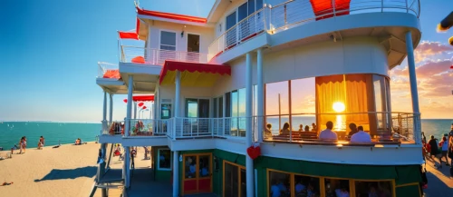 lifeguard tower,seaside resort,cube stilt houses,clearwater beach,beachhouse,beach resort,seaside view,mamaia,beach house,stilt houses,beach restaurant,beach hut,south beach,seaside country,balconies,the hotel beach,3d rendering,beach bar,dunes house,ocean view,Photography,General,Fantasy