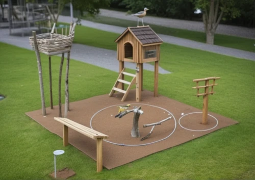 outdoor play equipment,playset,children's playground,swing set,play tower,play yard,play area,archery stand,wooden swing,adventure playground,children's playhouse,wind powered water pump,dog house frame,garden swing,climbing frame,playground slide,empty swing,playground,3d archery,wooden construction,Photography,General,Realistic