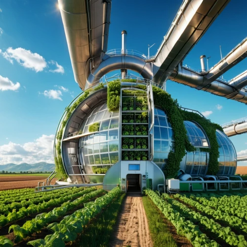 greenhouse effect,agricultural engineering,ecological sustainable development,sustainability,solar field,solar cell base,renewable enegy,organic farm,sustainable development,permaculture,futuristic architecture,irrigation system,renewable,eco-construction,wine growing,growing green,aggriculture,green energy,vegetables landscape,greenhouse gas emissions,Photography,General,Realistic