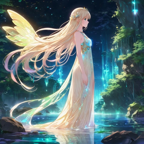 angel,aurora butterfly,fantasia,rusalka,violet evergarden,water-the sword lily,fairy,saber,navi,angelic,angel's tears,aurora,fallen angel,fae,vanessa (butterfly),fairy galaxy,flower fairy,water nymph,faerie,child fairy,Illustration,Japanese style,Japanese Style 03