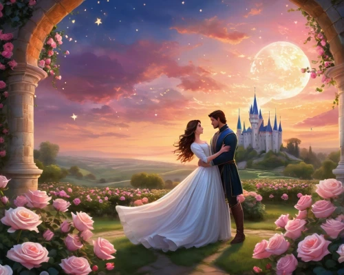 fairytale,a fairy tale,fairy tale,romantic scene,fairytales,fairy tale castle,fairy tales,fantasy picture,disney rose,children's fairy tale,fairytale castle,cinderella,romantic portrait,honeymoon,fairy tale character,romantic rose,enchanted,cinderella's castle,princesses,fairy tale icons,Illustration,Realistic Fantasy,Realistic Fantasy 01