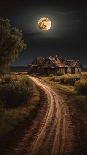 lonely house,home landscape,moonlit night,world digital painting,moonshine,night scene,farmstead,moonlit,digital compositing,country house,lunar landscape,fantasy picture,photo manipulation,home or lost,country cottage,witch's house,landscape background,farmhouse,ancient house,houses clipart,Photography,General,Natural