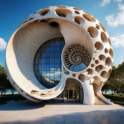 futuristic art museum,futuristic architecture,nautilus,helix,baku eye,house of the sea,honeycomb structure,soumaya museum,ammonite,ozeaneum,snail shell,jewelry（architecture）,outdoor structure,modern architecture,building honeycomb,california academy of sciences,maximilianeum,arhitecture,torus,spiral,Photography,General,Realistic